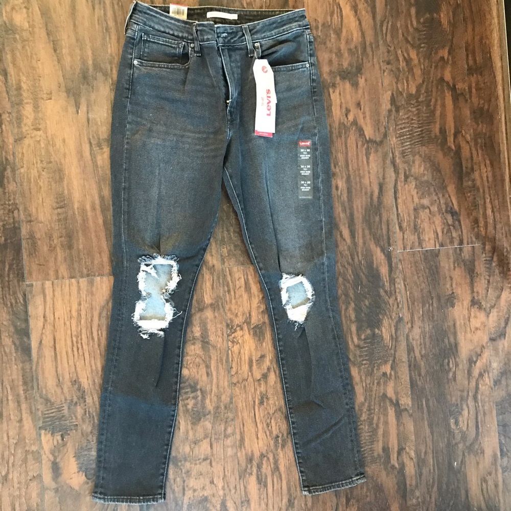 Levi’s 721 Ripped High Waist Skinny Jeans Black